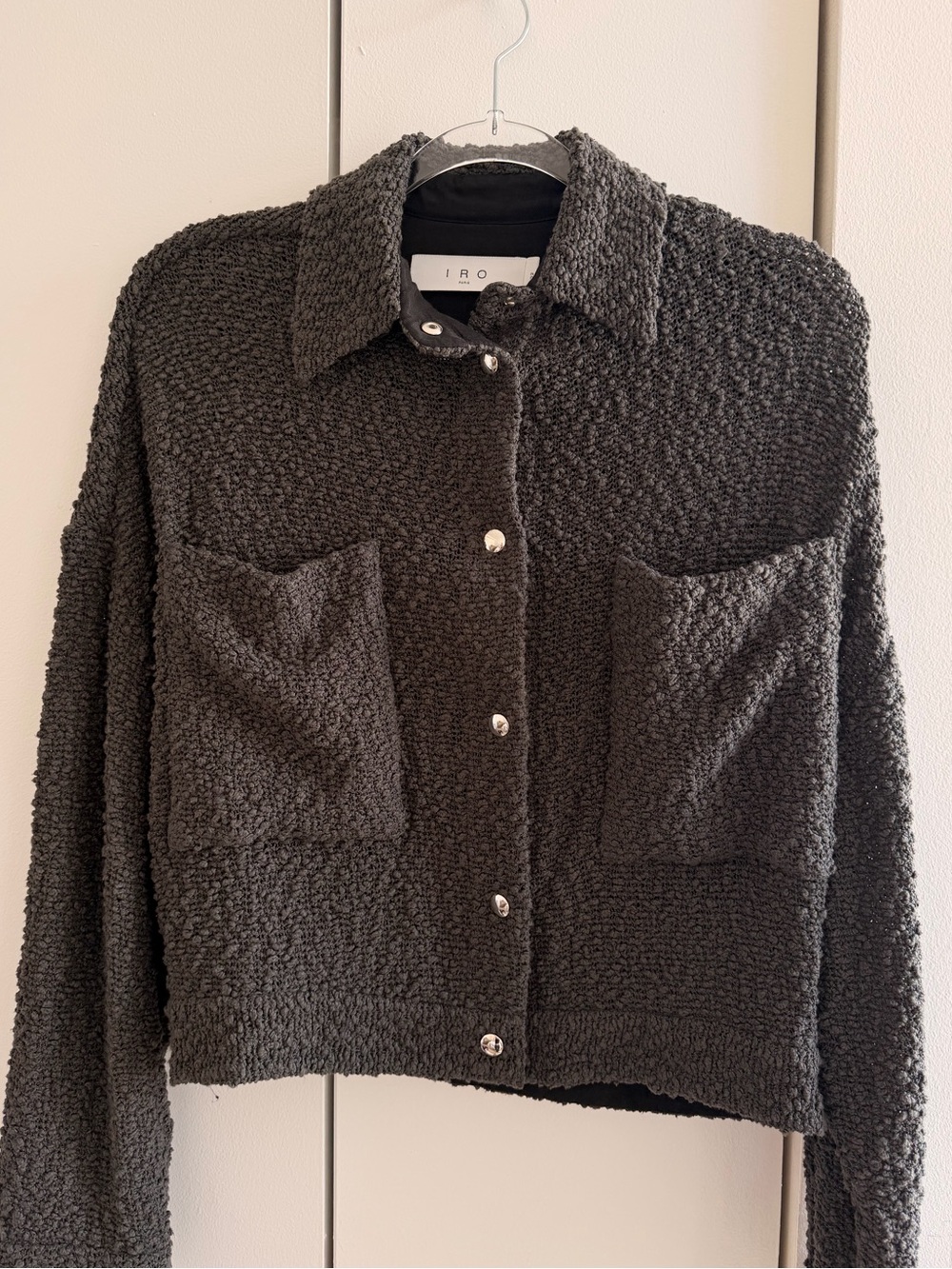 IRO Paris Jacket - Pablo Charcoal Textured Jacket | size 32 / XS